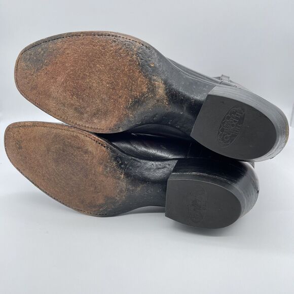 El Dorado Cowboy Boots Men's 9D Black Cherry Leather Western Stovepipe Vintage - Picture 6 of 16